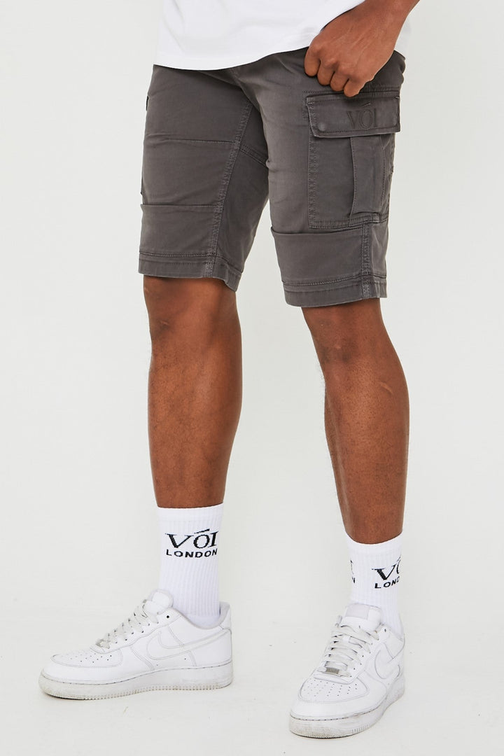 Slim Fit Cargo Shorts - Grey