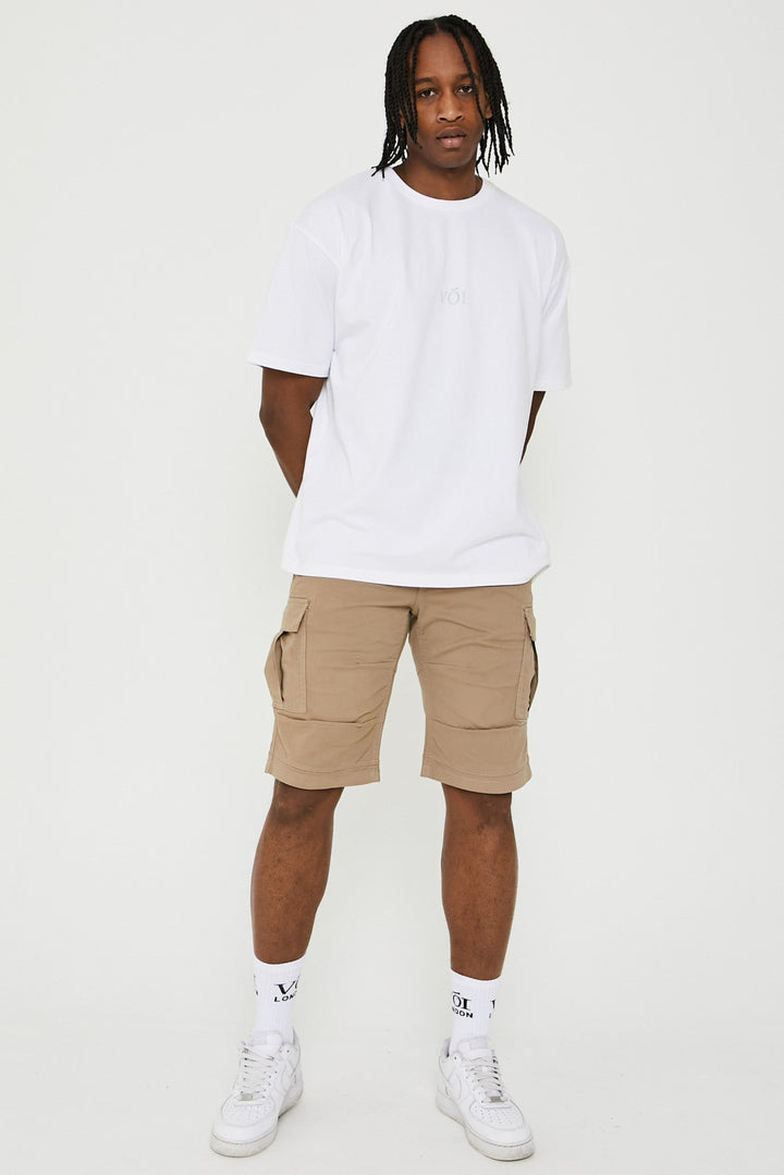 Slim Fit Cargo Shorts - Stone