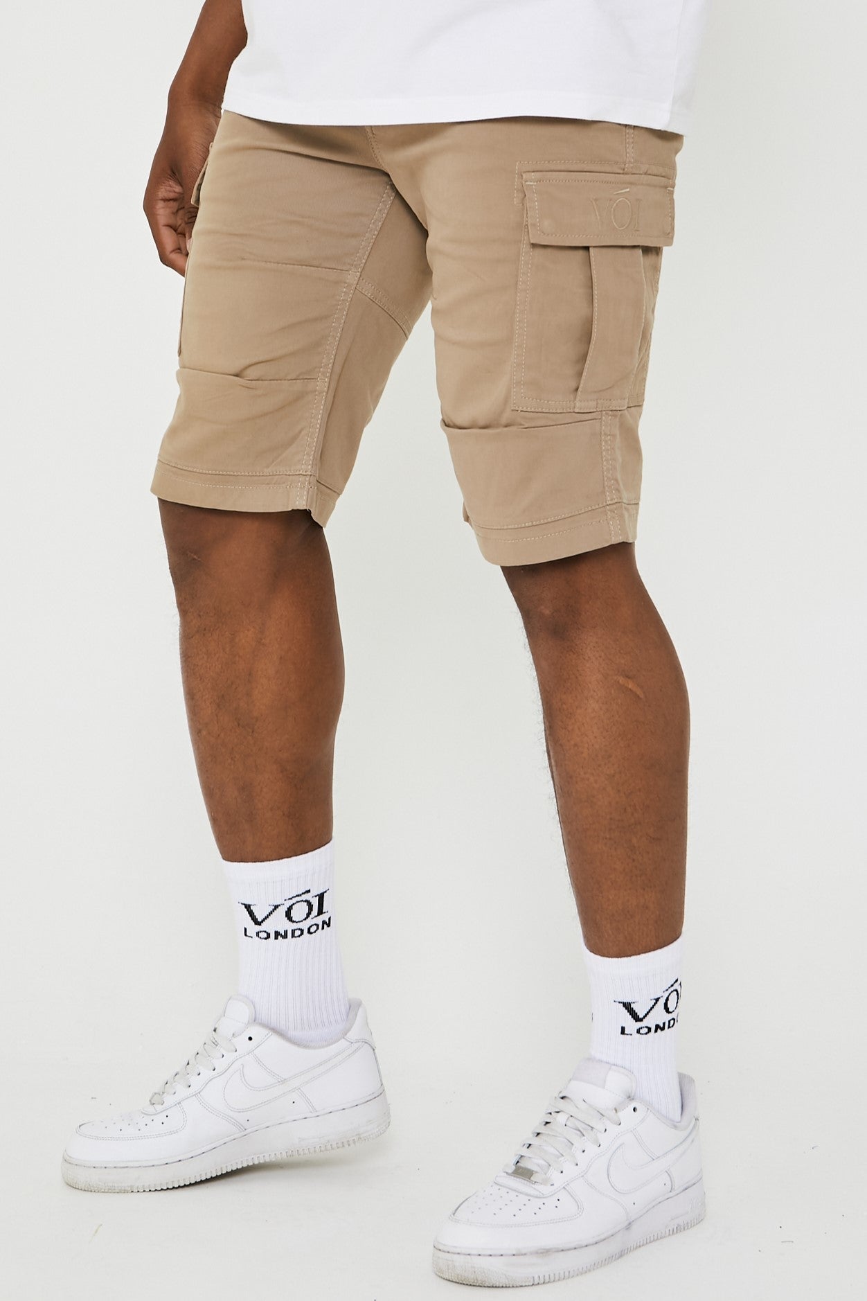 Mens Cargo Shorts Slim Stretch Fit Stone Voi London Middle East