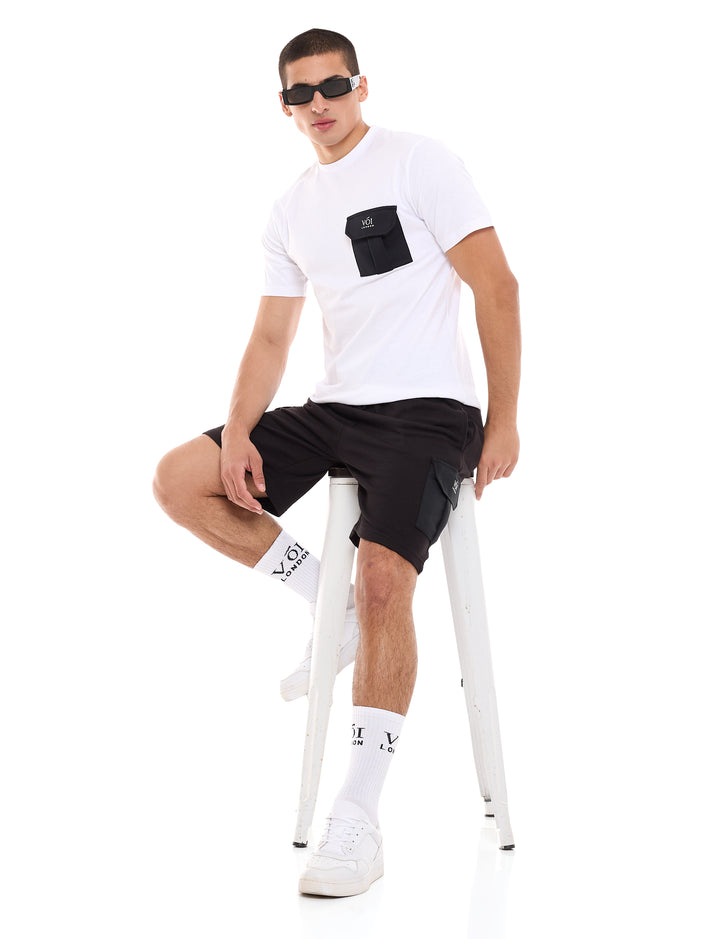 Mell Street T-Shirt & Short Set - White/Black